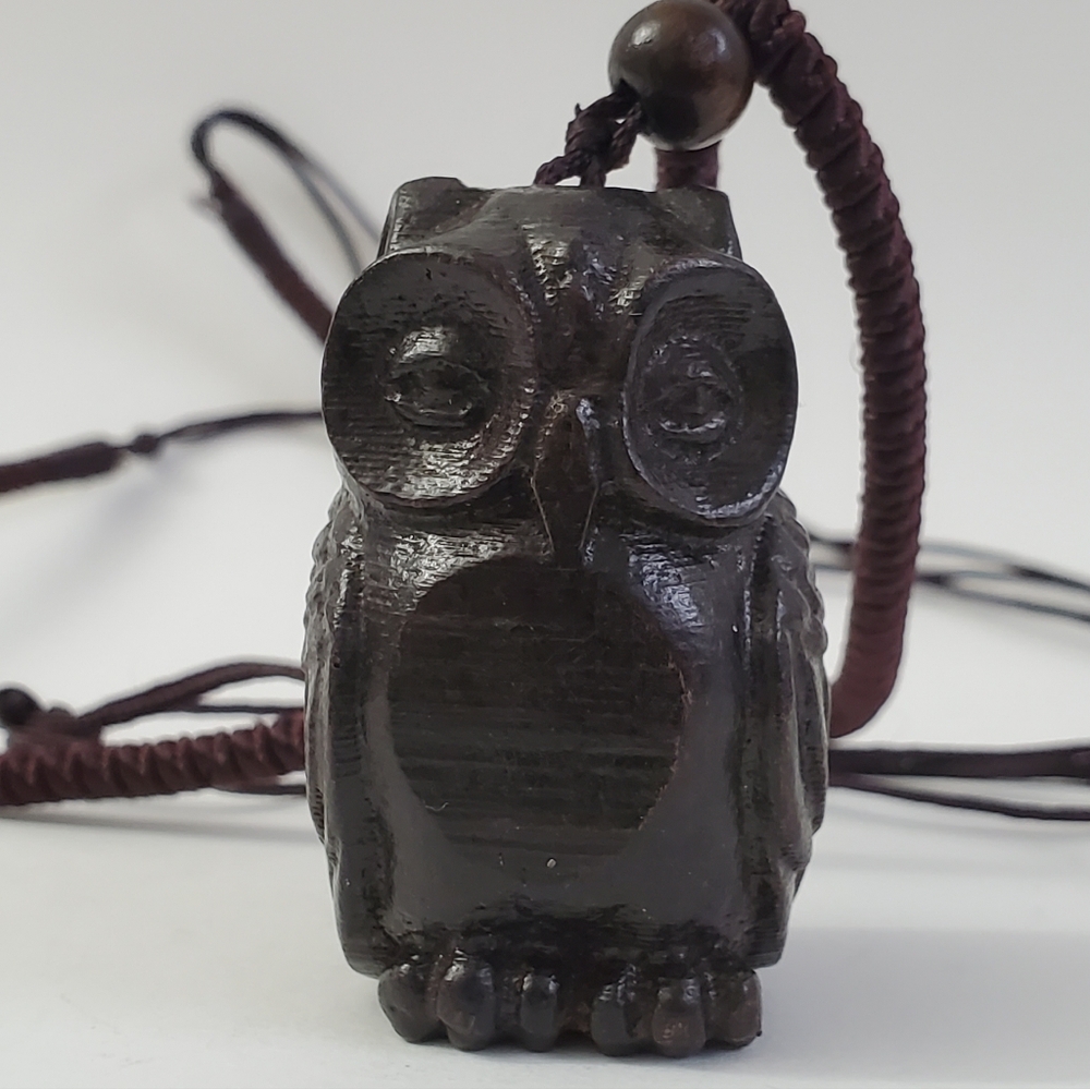 Handcarved Brown Wood Owl Harry Potter Necklace